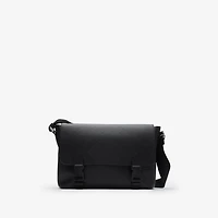 Embossed Check Buckled Messenger Bag​ in Black - Men, Leather | Burberry® Official