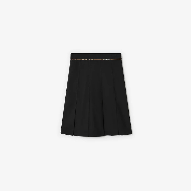 Pleated Cotton Blend Skirt in Black - Women | Burberry® Official