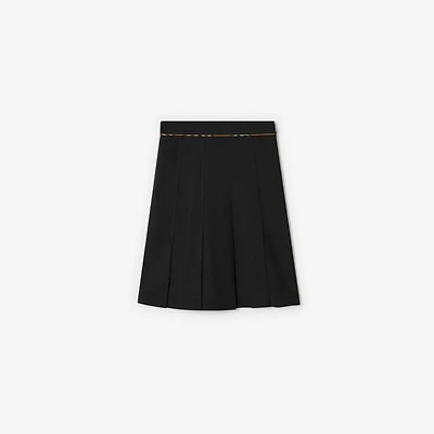 Pleated Cotton Blend Skirt in Black - Women | Burberry® Official