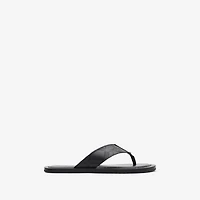 Embossed Check Leather Pavilion Sandals in Black - Men | Burberry® Official