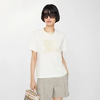 Knight Cotton T-shirt in Chalk white - Women, Lace | Burberry® Official