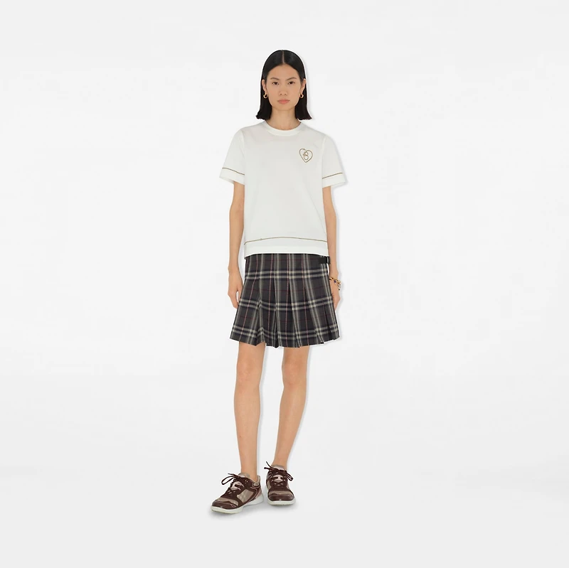 B Heart Cotton T-shirt in Chalk white - Women | Burberry® Official
