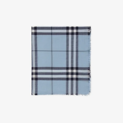 Wide Check Wool Scarf in Bank blue | Burberry® Official