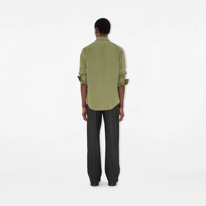 Slim Fit Cotton Shirt in Wreath green - Men | Burberry® Official