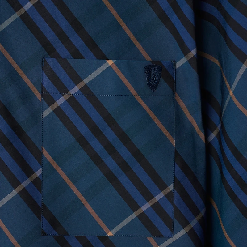 Relaxed Fit Check Cotton Shirt in Midnight - Men | Burberry® Official
