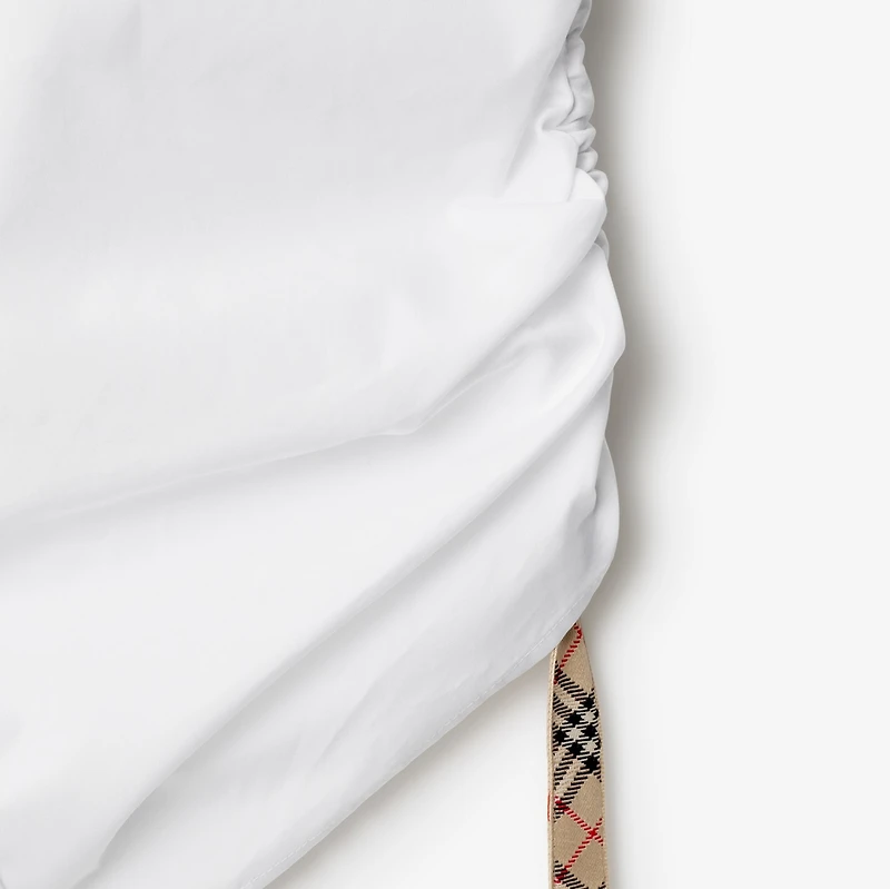 Check Trim Cotton Shirt in Optic white - Women | Burberry® Official
