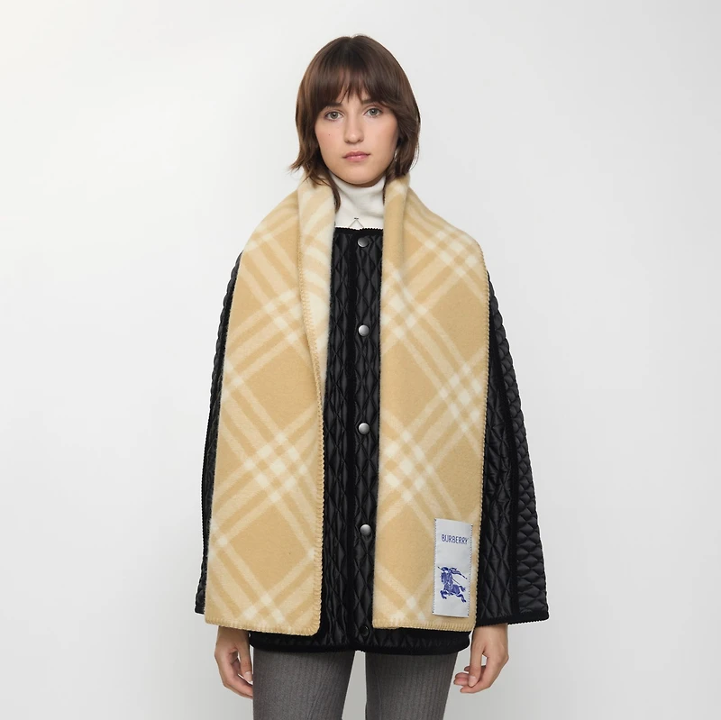 Check Wool Scarf in Sand | Burberry® Official