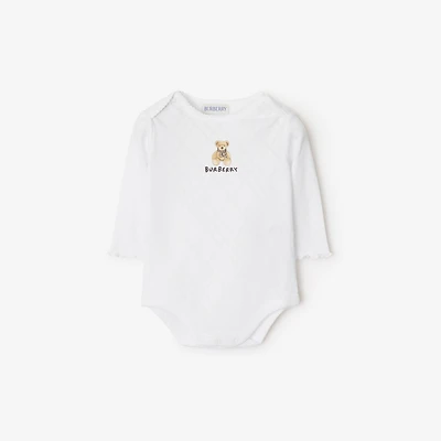 Thomas Bear Cotton Bodysuit in White - Children | Burberry® Official