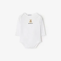 Thomas Bear Cotton Bodysuit in White - Children | Burberry® Official
