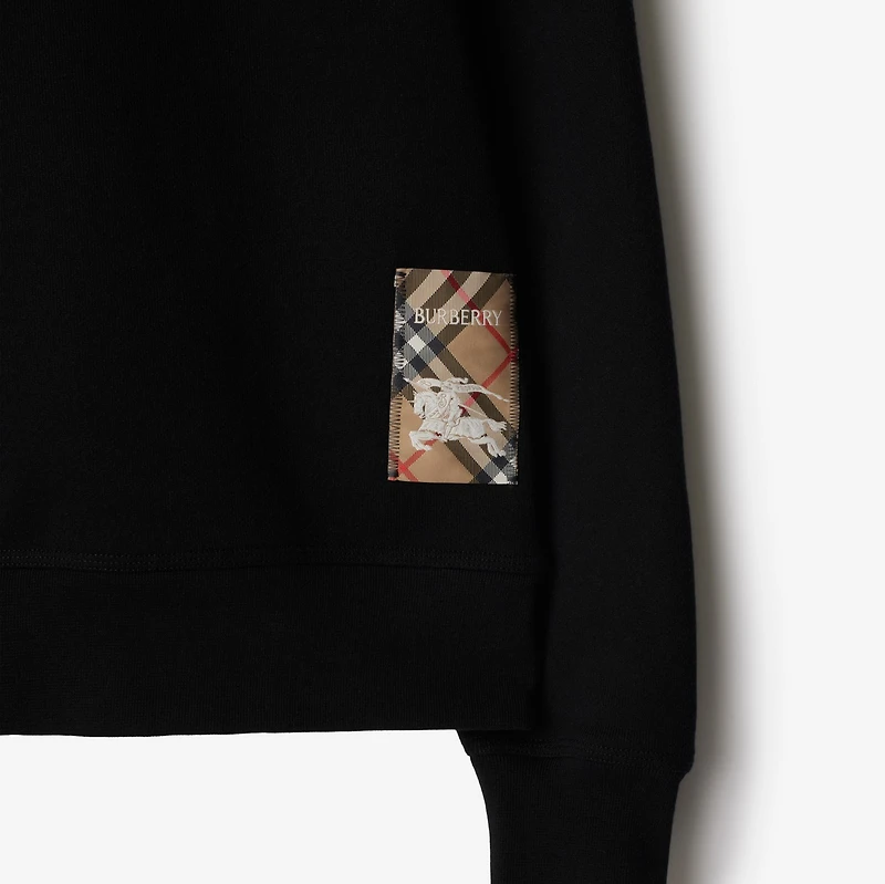 Check Label Cotton Sweatshirt in Black - Men | Burberry® Official