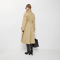 Long Gabardine Ellingham Fit-and-flare Car Coat in Beige - Women, Cotton Gabardine | Burberry® Official