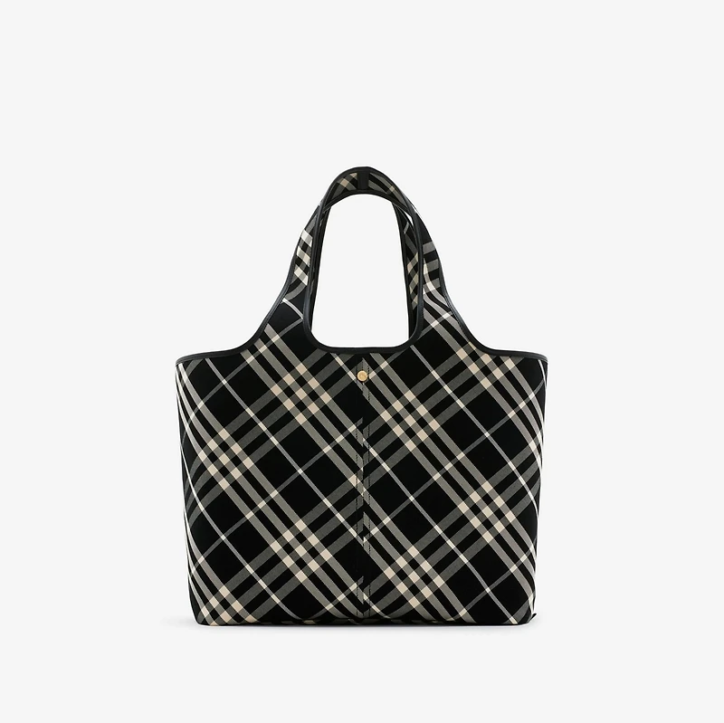 Check Tote in Black/calico