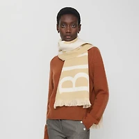 Logo Wool Scarf in Sand | Burberry® Official