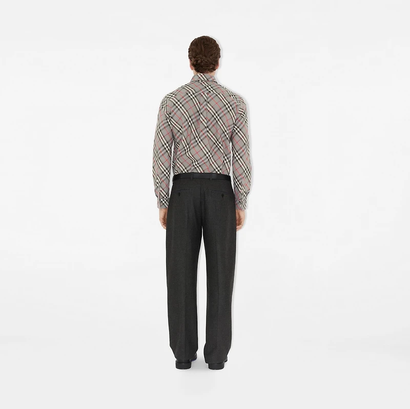 Regular Fit Check Cotton Shirt in Mauve grey