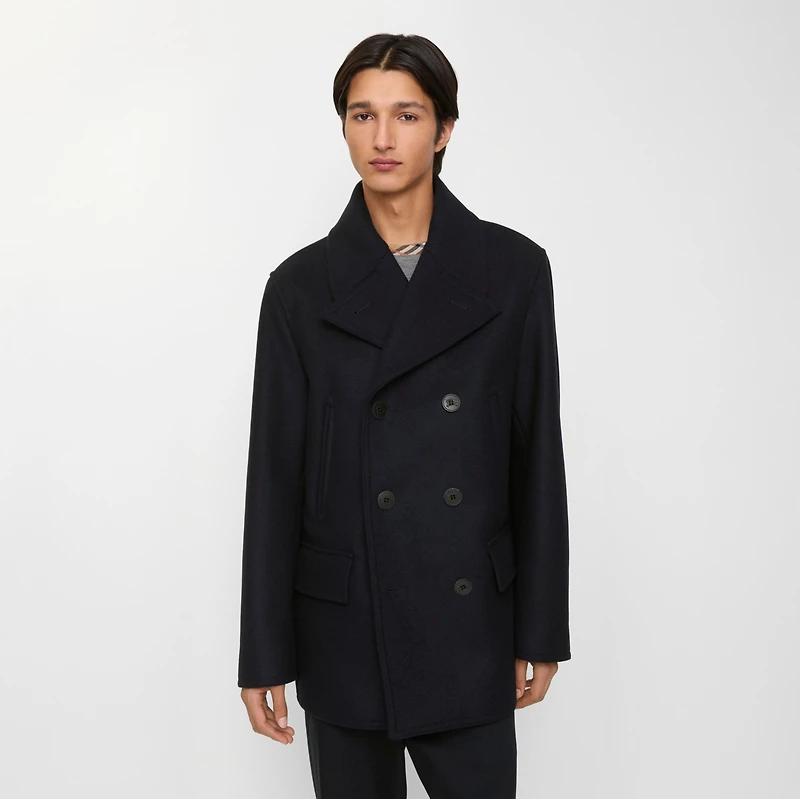 Wool Pea Coat in Navy - Men | Burberry® Official