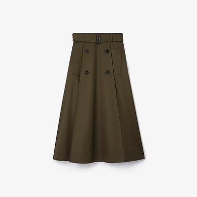 Gabardine Trench Midi Skirt in Juniper green - Women | Burberry® Official