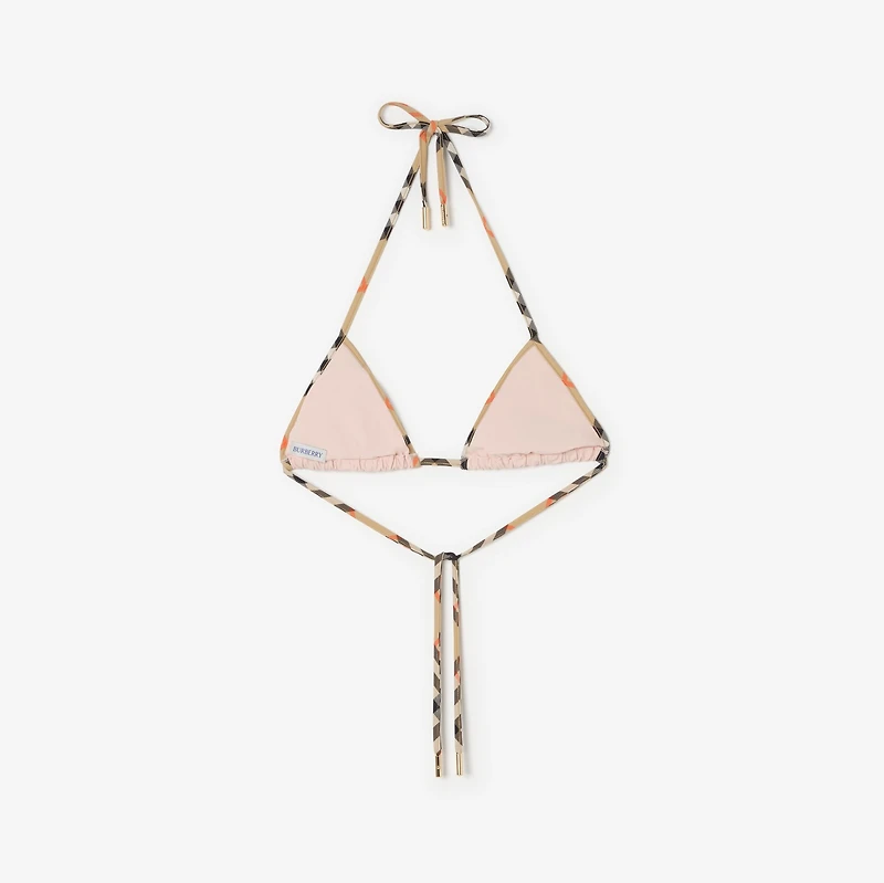Check Trim Bikini Top in Bouquet pink - Women, Nylon | Burberry® Official