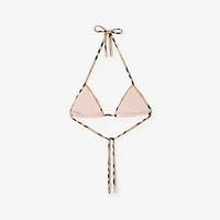 Check Trim Bikini Top in Bouquet pink - Women, Nylon | Burberry® Official