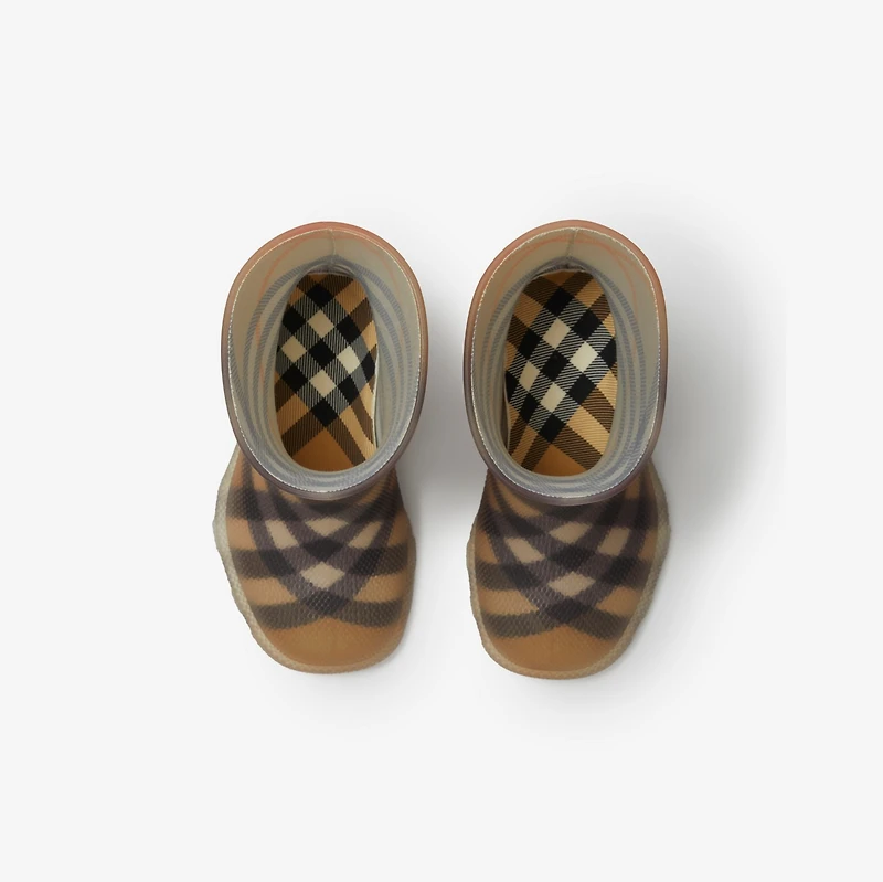 Check Rubber Marsh High Boots in Sand beige - Children | Burberry® Official