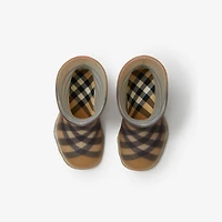 Check Rubber Marsh High Boots in Sand beige - Children | Burberry® Official