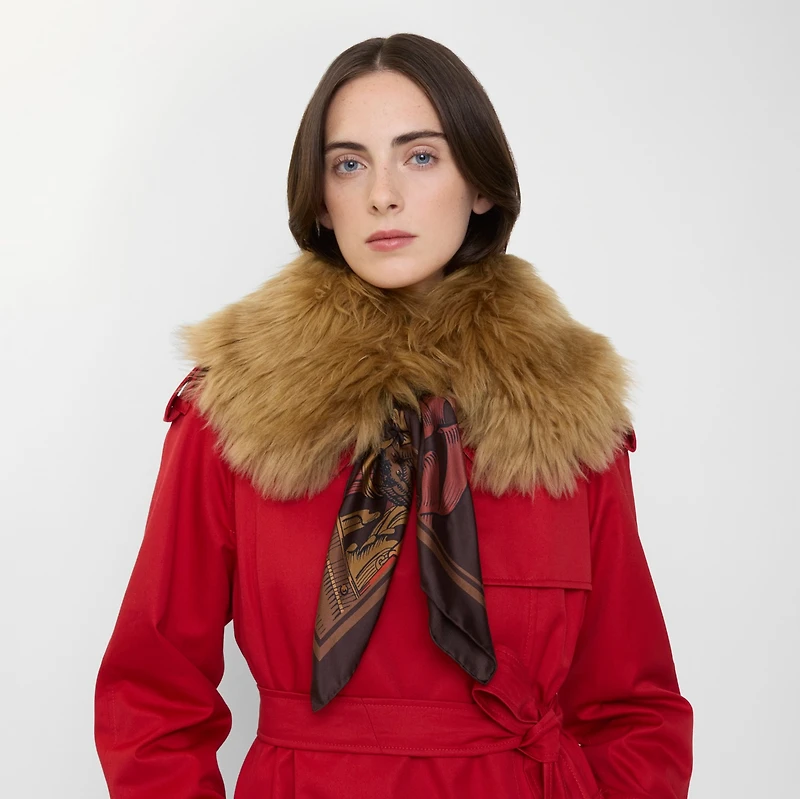 Scarf Trim Shearling Collar in Chestnut brown/sand beige | Burberry® Official