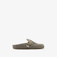 Check Suede Urchin Clogs in Chino grey - Men | Burberry® Official
