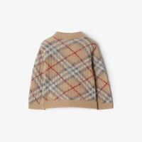 Check Alpaca Wool Silk Blend Cardigan in Pale stone - Children | Burberry® Official