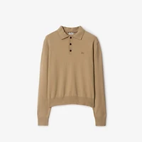 Long-sleeve Cashmere Blend Polo Shirt in Flax beige - Men | Burberry® Official