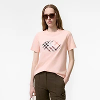 Check Knight Stamp Cotton T-shirt in Compact pink - Women | Burberry® Official