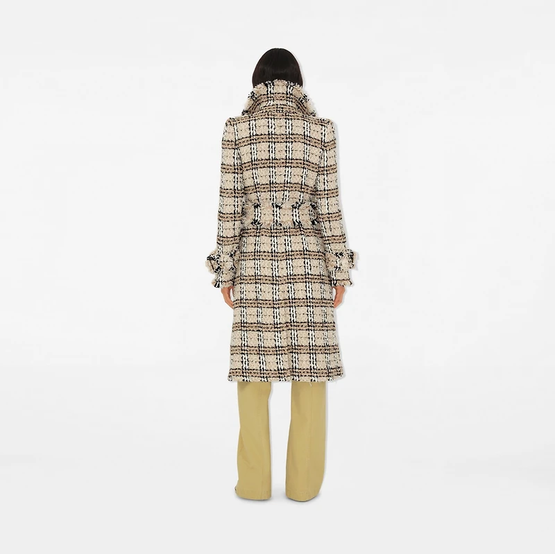 Check Bouclé Coat in String/fossil - Women, Cotton, Nylon, Technical, Wool | Burberry® Official