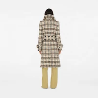 Check Bouclé Coat in String/fossil - Women, Cotton, Nylon, Technical, Wool | Burberry® Official