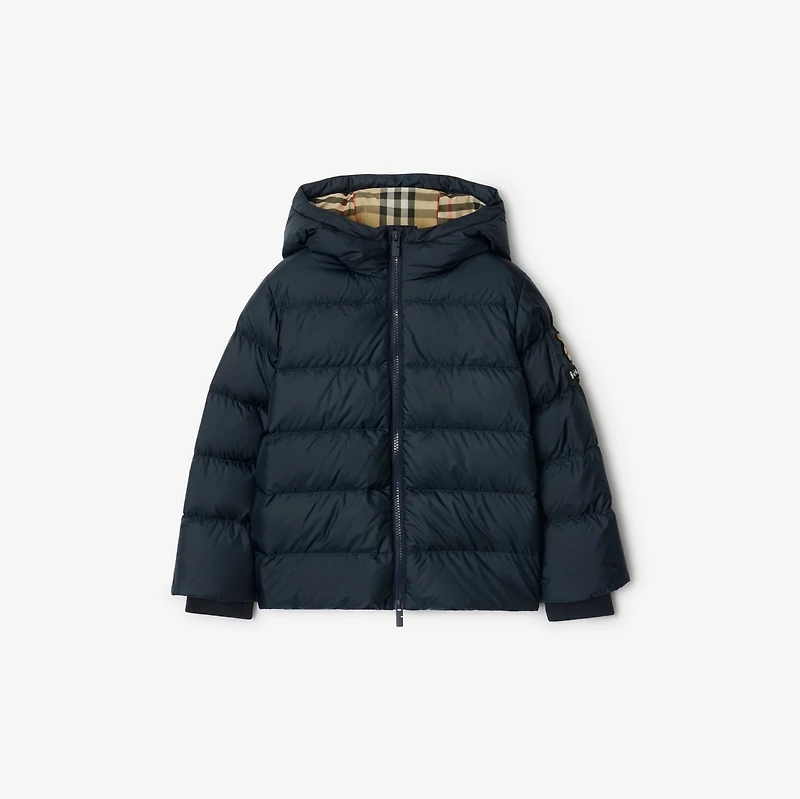 Nylon Hooded Puffer Coat in Storm | Burberry® Official