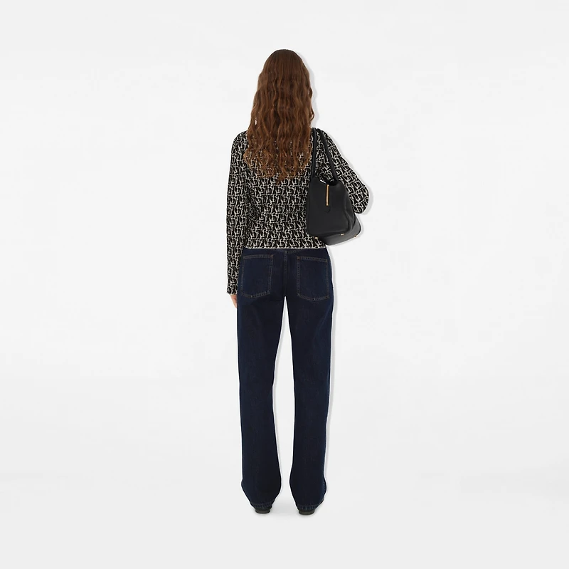 B Charm Wool Blend Sweater in Black - Women, Nylon | Burberry® Official