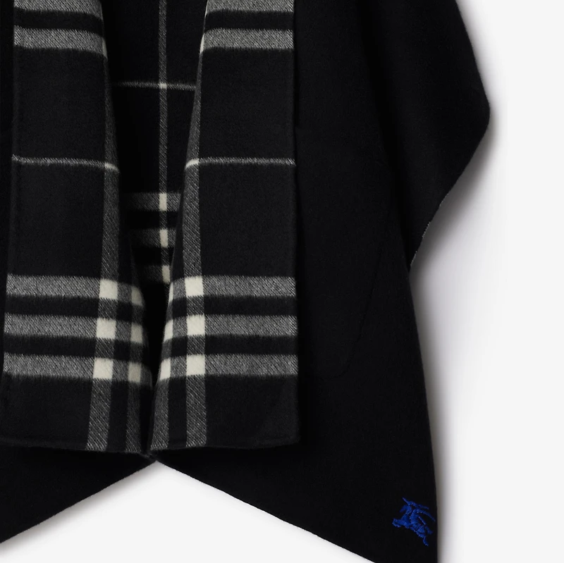 Reversible Check Cashmere Cape in Black/calico | Burberry® Official
