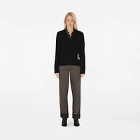 Check Label Wool Cardigan in Black - Women | Burberry® Official