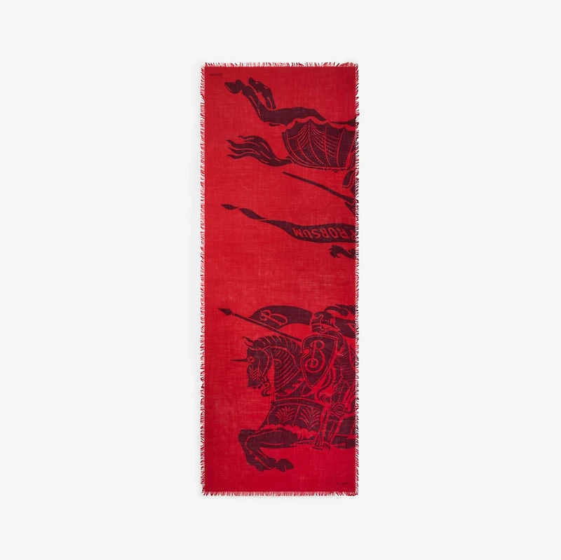 Wide EKD Wool Scarf in Oxblood | Burberry® Official