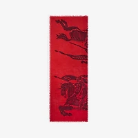 Wide EKD Wool Scarf in Oxblood | Burberry® Official