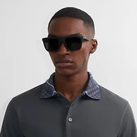 Embossed Check Square Sunglasses in Black - Men | Burberry® Official