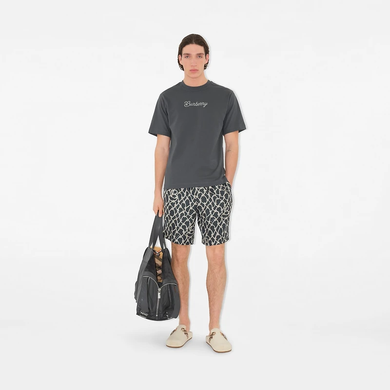 Surfer Knight Cotton T-shirt in Magnet - Men | Burberry® Official