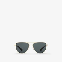 Metal Logo Square Sunglasses in Shiny gold | Burberry® Official