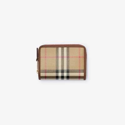 Small Check Zip Wallet in Archive beige - Women, Cotton | Burberry® Official