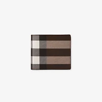 Check and Leather Bifold Coin Wallet in Dark birch brown - Men, Canvas | Burberry® Official