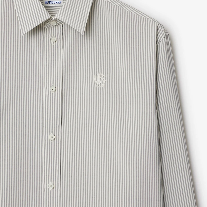 Striped Silk Shirt in Magnet - Men | Burberry® Official