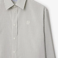 Striped Silk Shirt in Magnet - Men | Burberry® Official