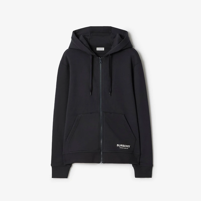 Cotton Zip Hoodie in Navy - Women | Burberry® Official