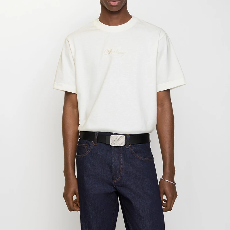 Reversible Engraved Check Belt in Black/charcoal grey - Men | Burberry® Official