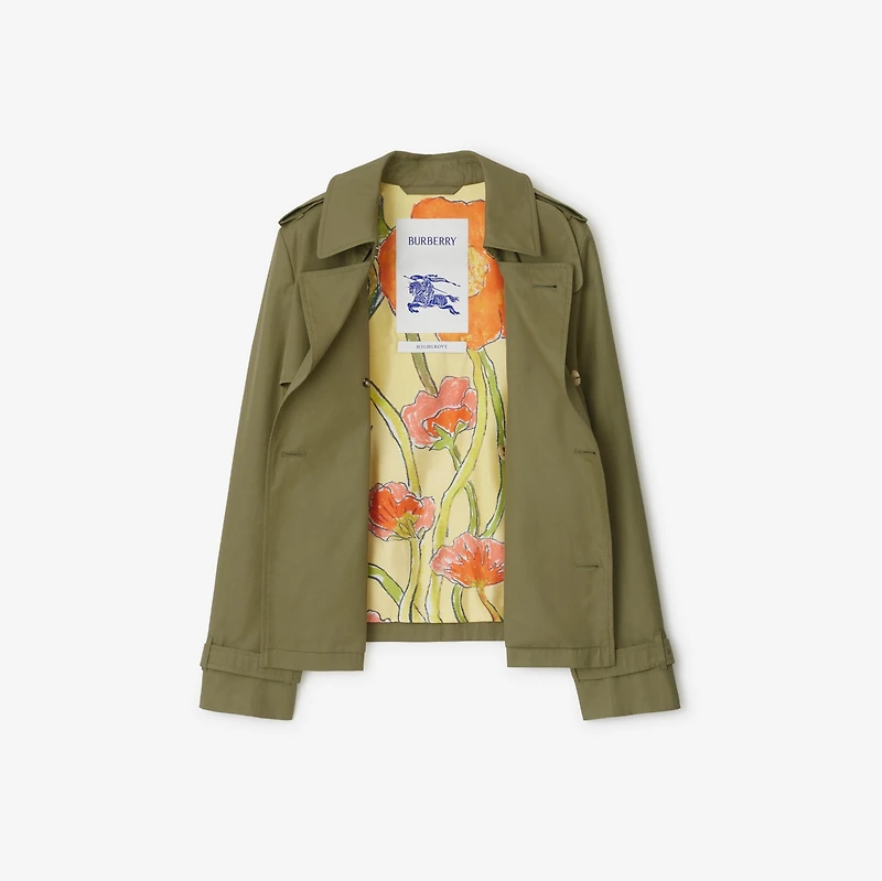 Highgrove Gabardine Trench Jacket in Wreath - Women, Cotton | Burberry® Official
