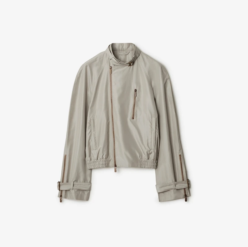 Silk Harrington Jacket in Castle - Men | Burberry® Official