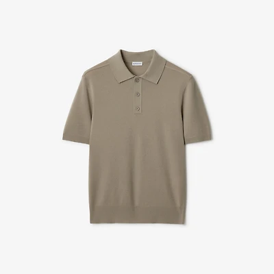 B Crest Wool Polo Shirt in Quill - Men | Burberry® Official