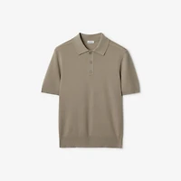 B Crest Wool Polo Shirt in Quill - Men | Burberry® Official